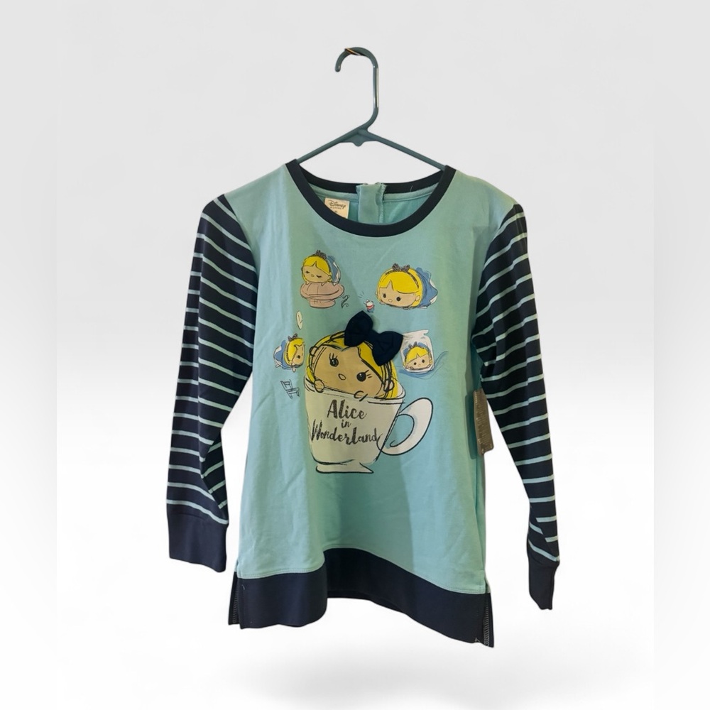 NWT-Disney Alice in Wonderland Blue Long sleeve Girls Top